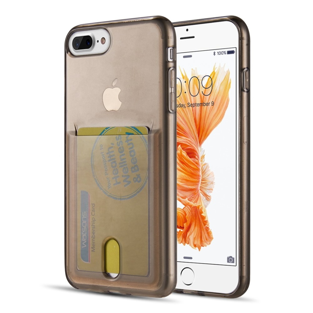 iPhone 7 Plus Grey Clear Card Holder Case